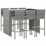 7 részes szürke polyrattan kerti bárszett párnákkal 3