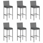 7 részes szürke polyrattan kerti bárszett párnákkal 4