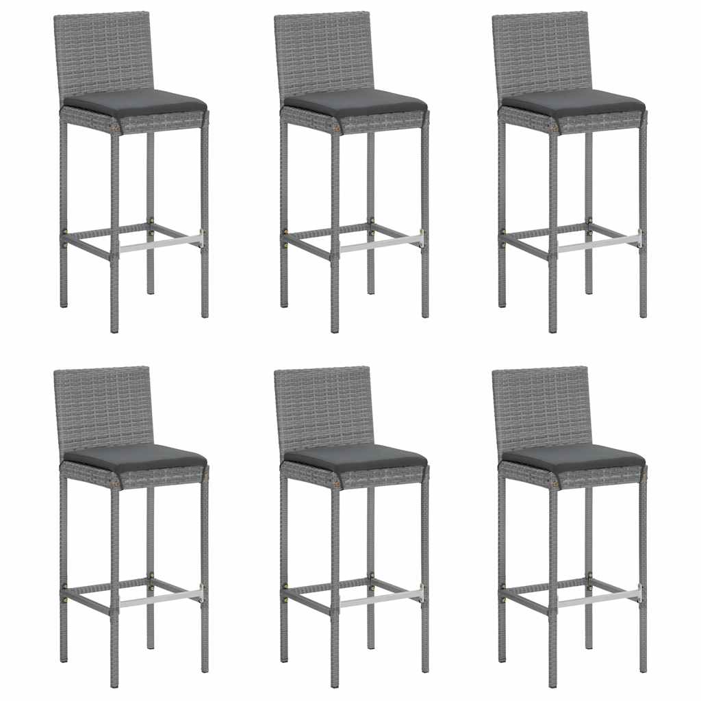 7 részes szürke polyrattan kerti bárszett párnákkal 4