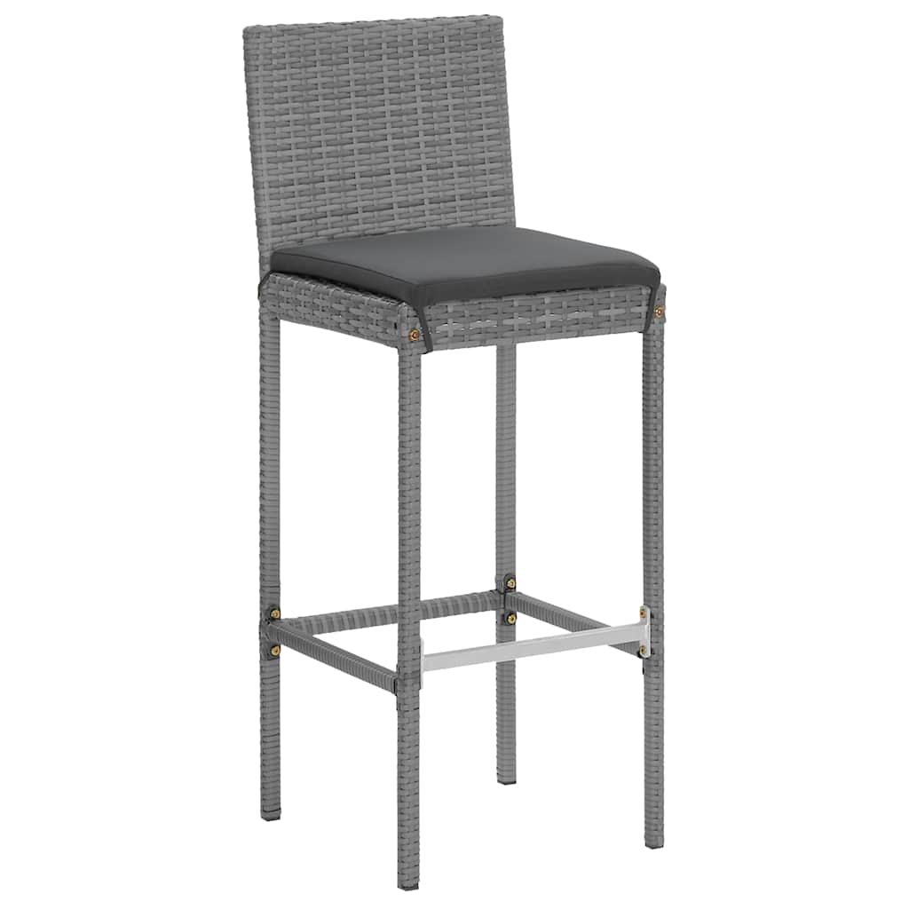 7 részes szürke polyrattan kerti bárszett párnákkal 5