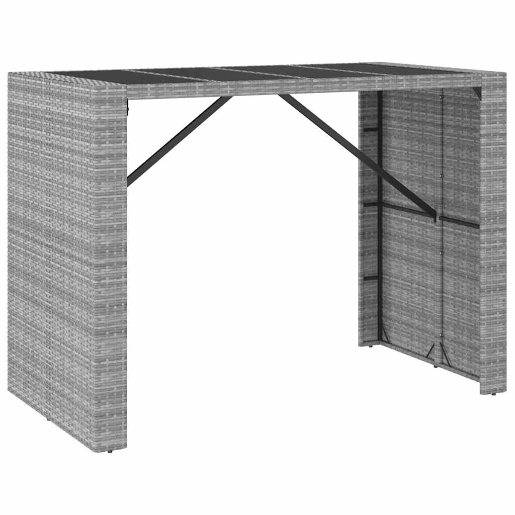 7 részes szürke polyrattan kerti bárszett párnákkal 6