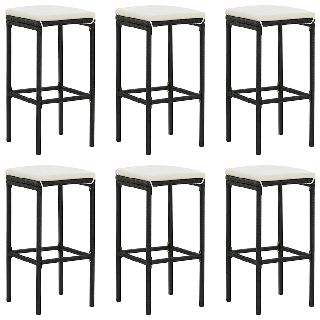 7 részes fekete polyrattan kerti bárszett párnákkal 4