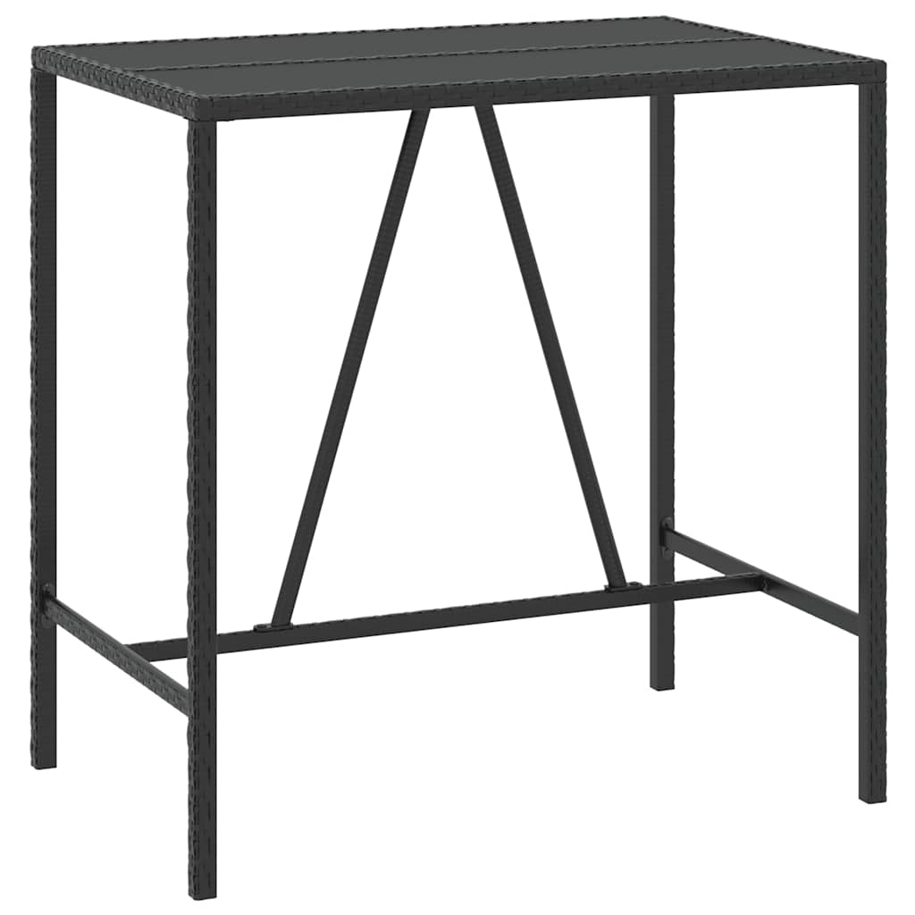 7 részes fekete polyrattan kerti bárszett párnákkal 6