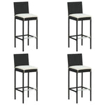 5 részes fekete polyrattan kerti bárszett párnával 4