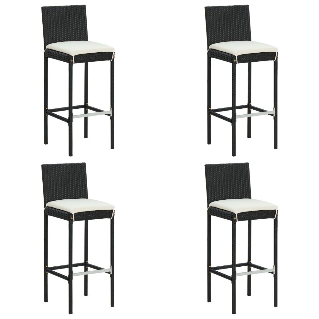 5 részes fekete polyrattan kerti bárszett párnával 4