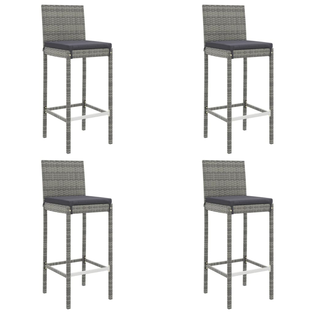 5 részes szürke polyrattan kerti bárszett párnákkal 4