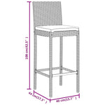 5 részes szürke polyrattan kerti bárszett párnákkal 8
