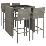 5 részes szürke polyrattan kerti bárszett 3