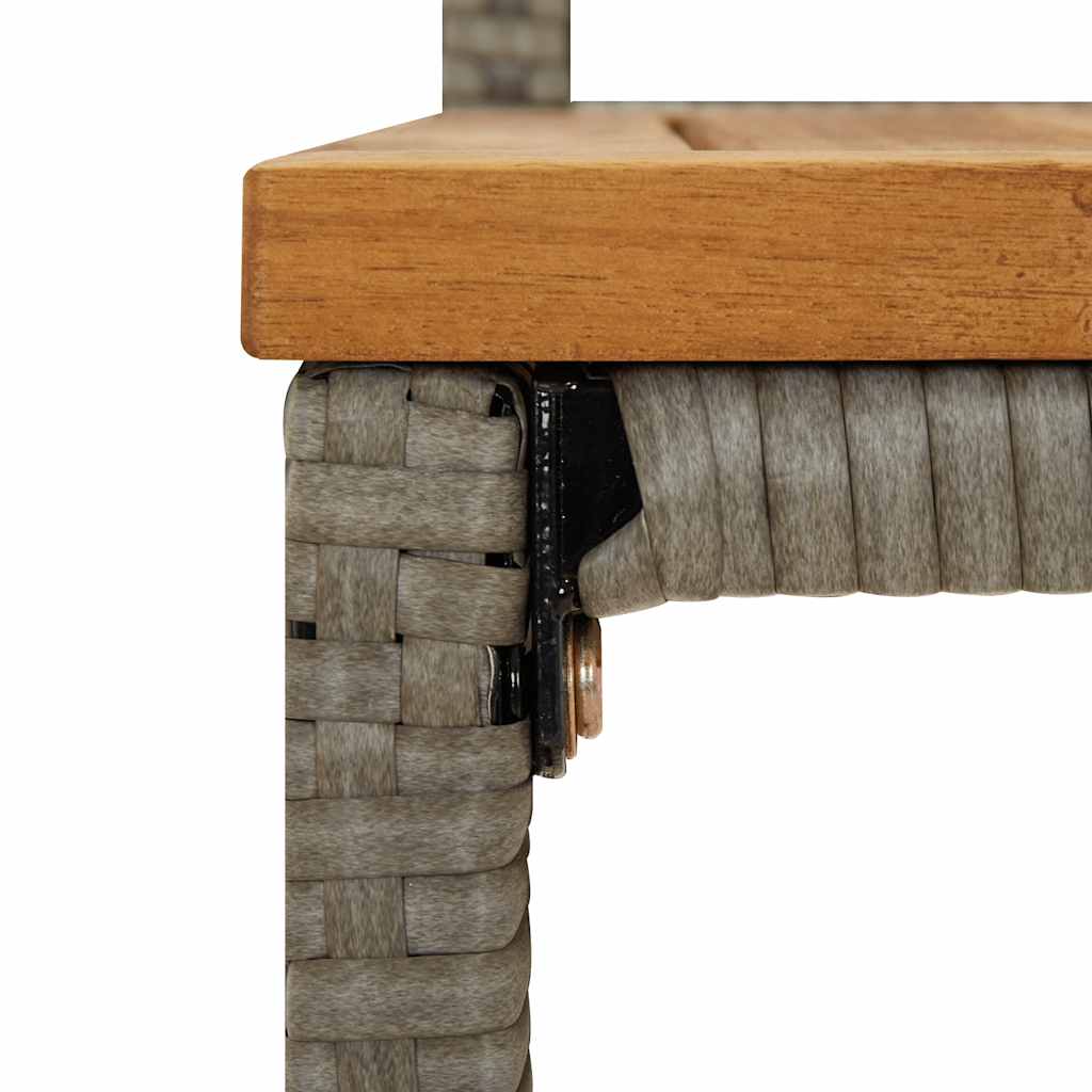 7 részes szürke polyrattan és tömör akácfa kerti bárszett 6