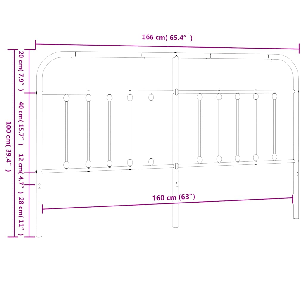 Fekete fém csere fejtámla 160 cm 7
