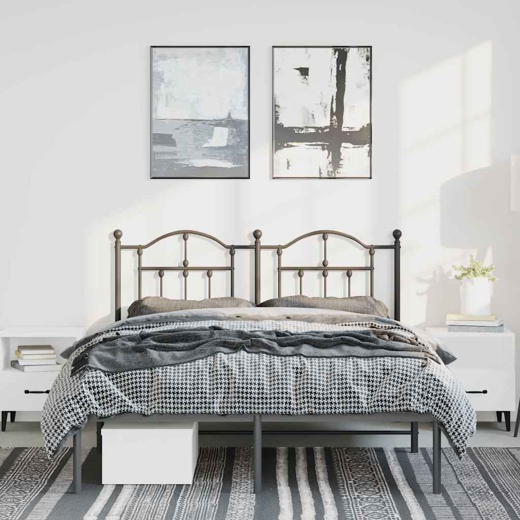 Fekete fém ágykeret fejtámlával 135 x 190 cm 4