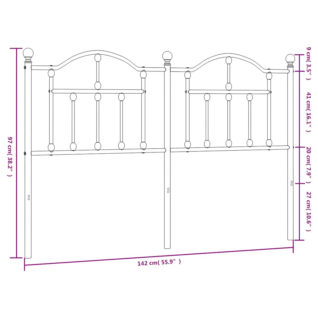 Fekete fém csere fejtámla 135 cm 7