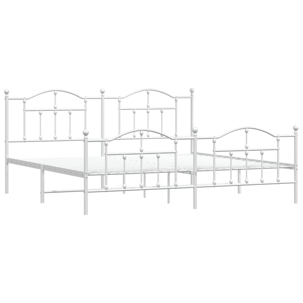 Fehér fém ágykeret fej- és lábtámlával 200x200 cm 3