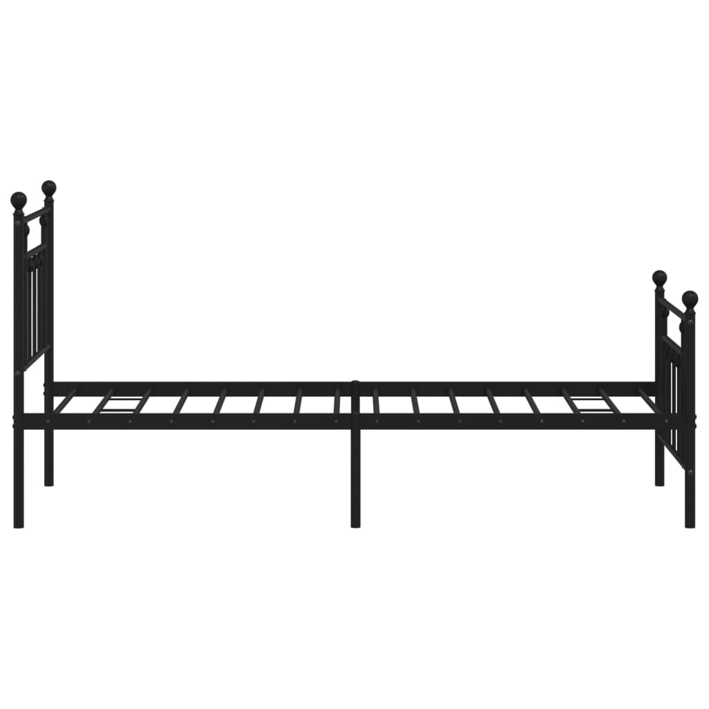 Fekete fém ágykeret fej- és lábtámlával 75 x 190 cm 7