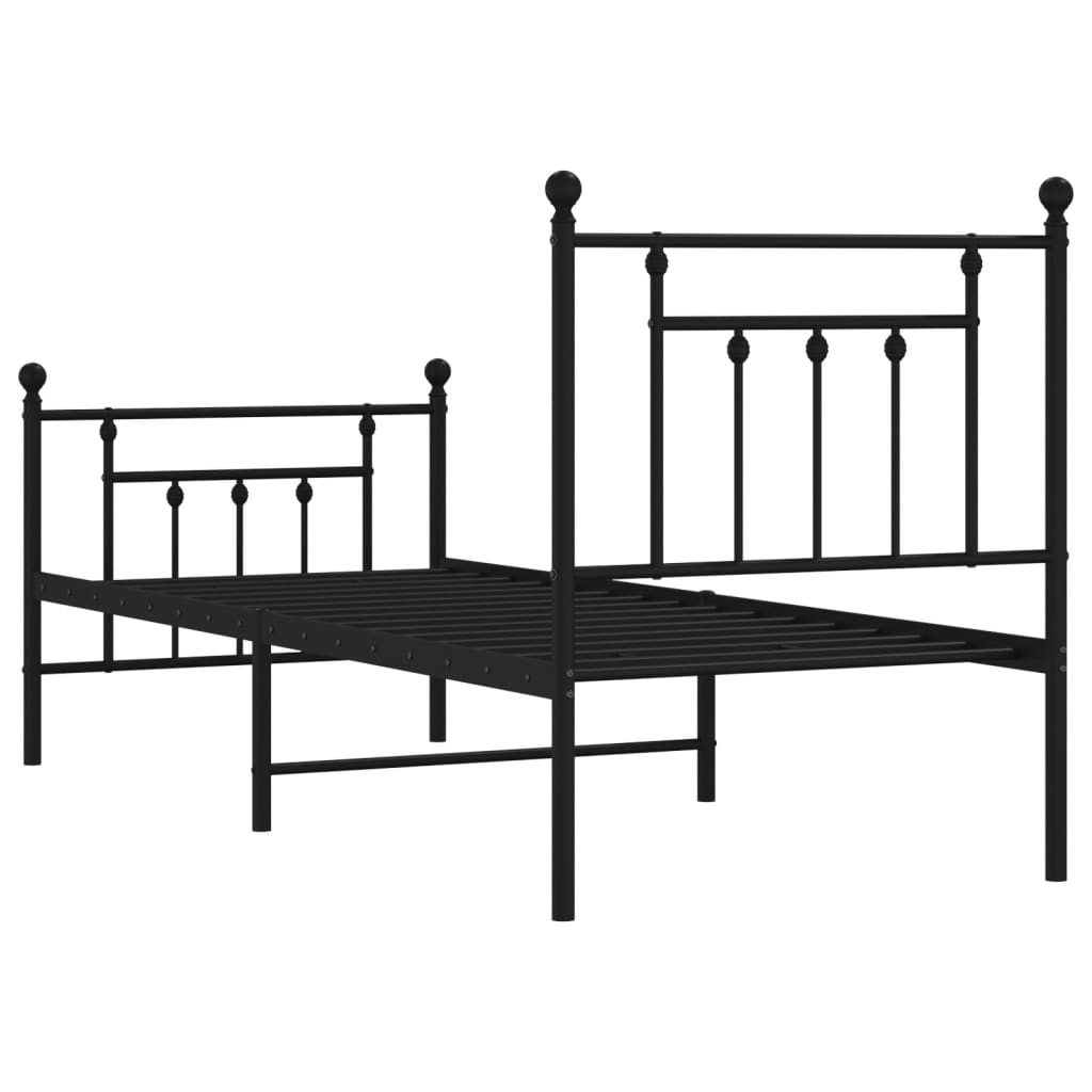 Fekete fém ágykeret fej- és lábtámlával 75 x 190 cm 8