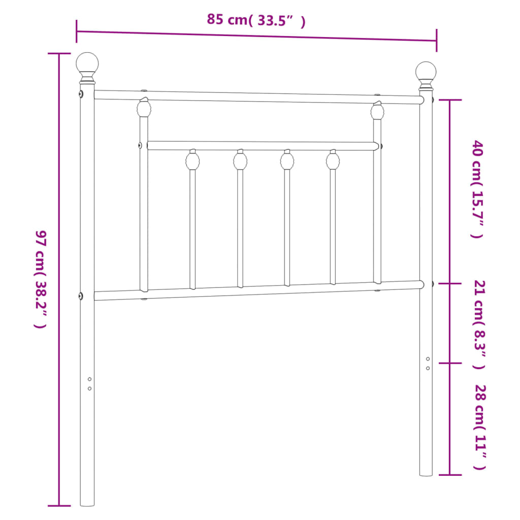 Fekete fém csere fejtámla 80 cm 7