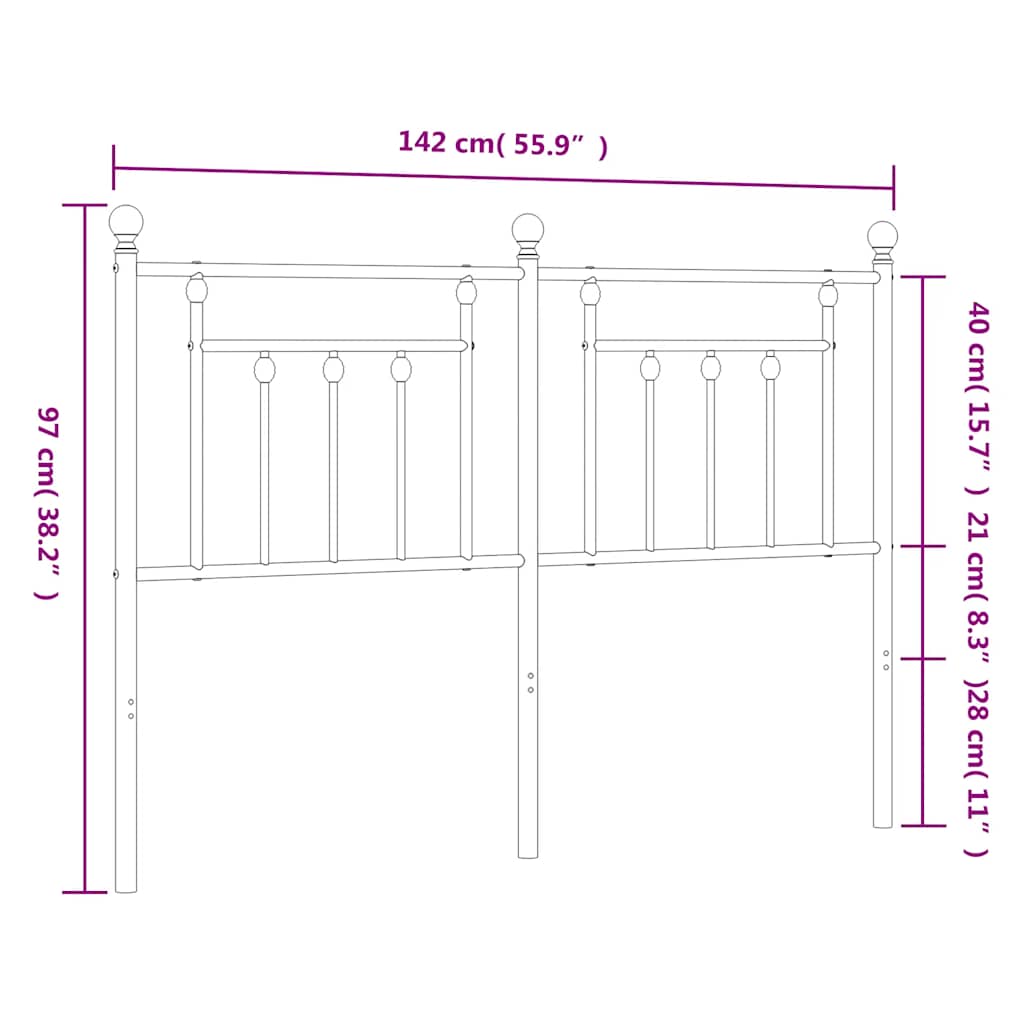 Fekete fém csere fejtámla 135 cm 7