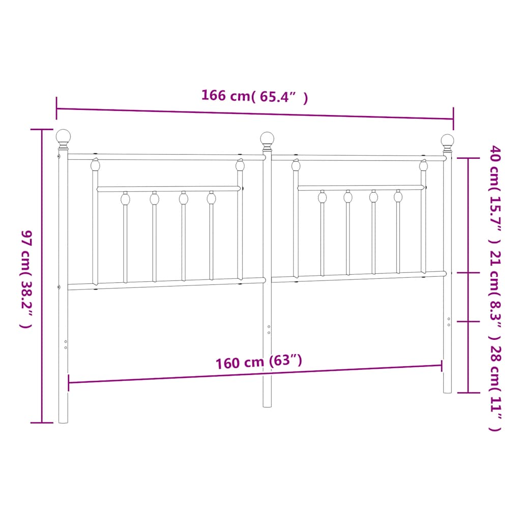 Fekete fém csere fejtámla 160 cm 7