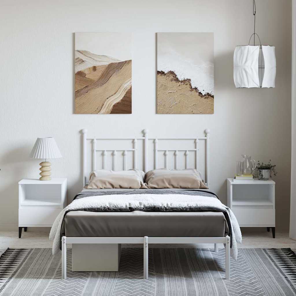 Fehér fém ágykeret fejtámlával 135 x 190 cm 4