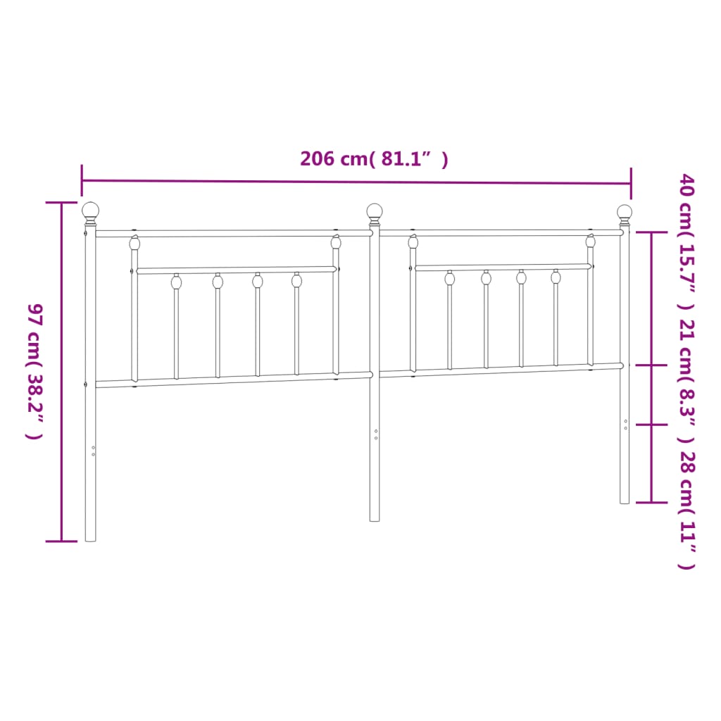 Fehér fém csere fejtámla 200 cm 7