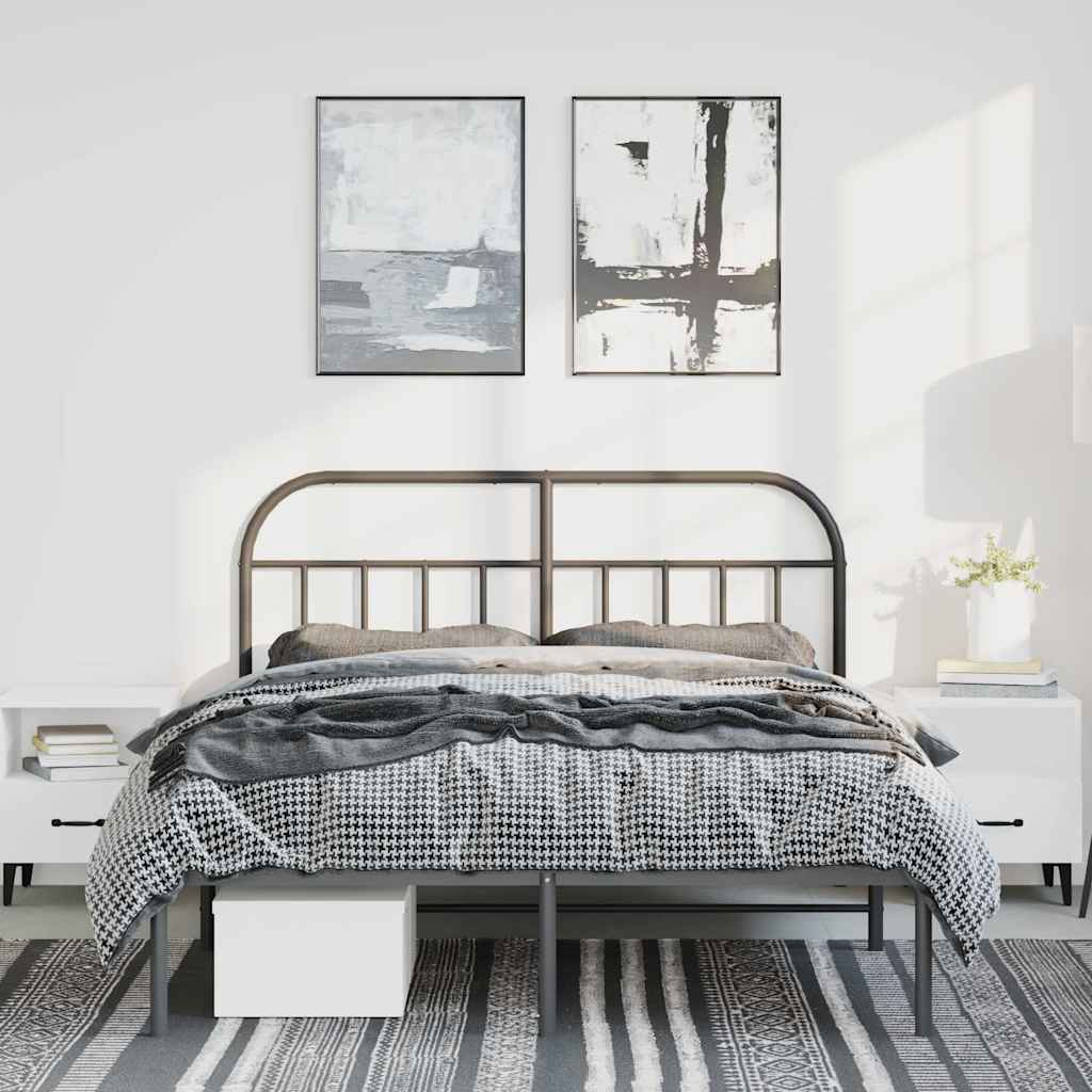 Fekete fém ágykeret fejtámlával 135 x 190 cm 4