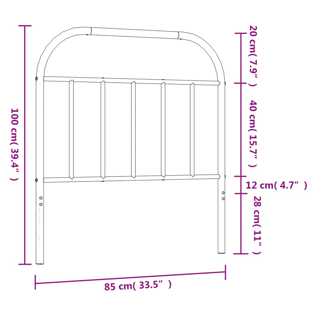 Fekete fém csere fejtámla 80 cm 7