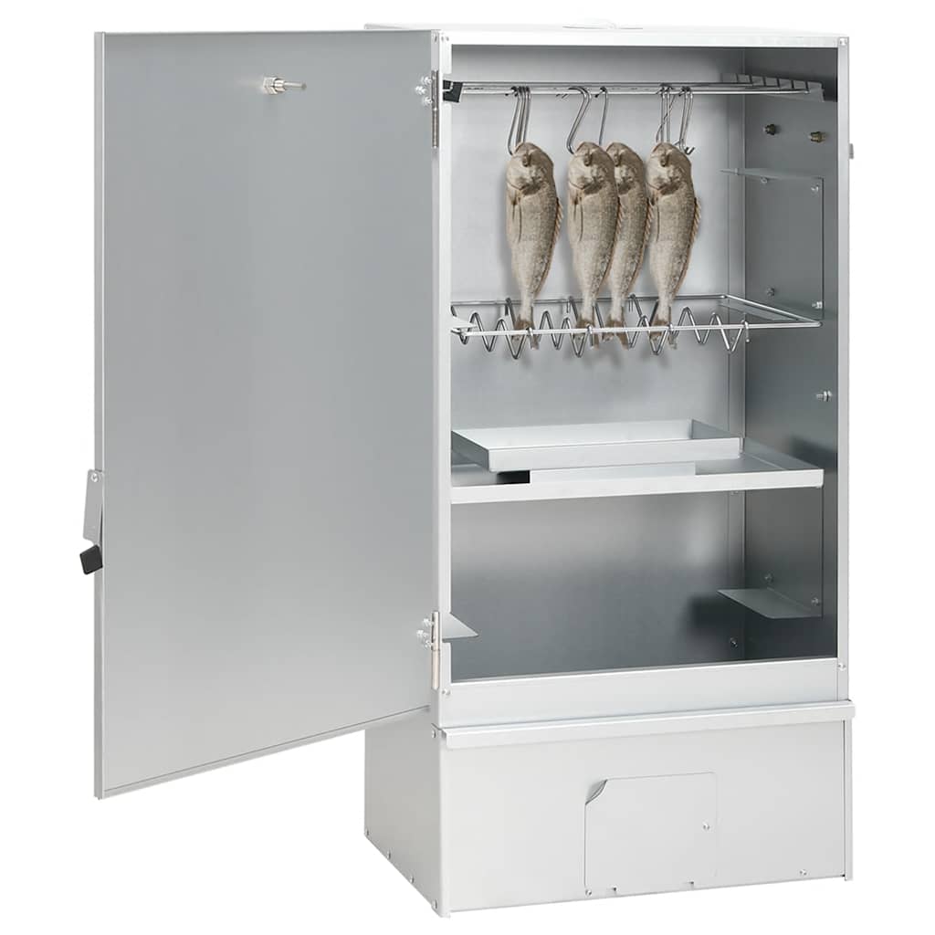 Horganyzott acél BBQ füstölőkemence faaprítékkal 44,5x29x83 cm 3