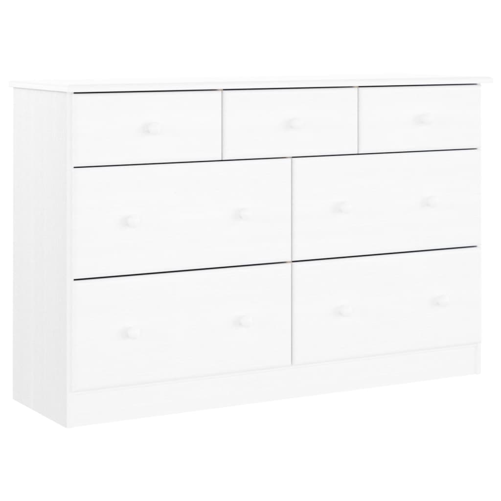 ALTA fehér tömör fenyőfa komód 112x35x73 cm 2