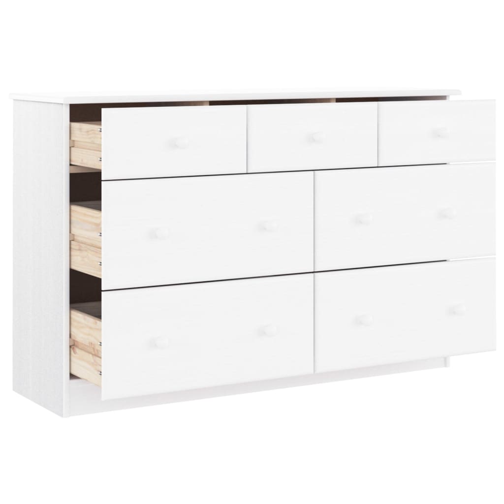 ALTA fehér tömör fenyőfa komód 112x35x73 cm 3