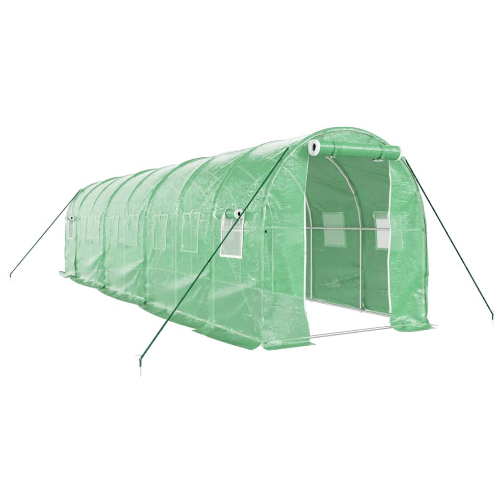 Zöld acélvázas melegház 16 m² 8 x 2 x 2 m 2