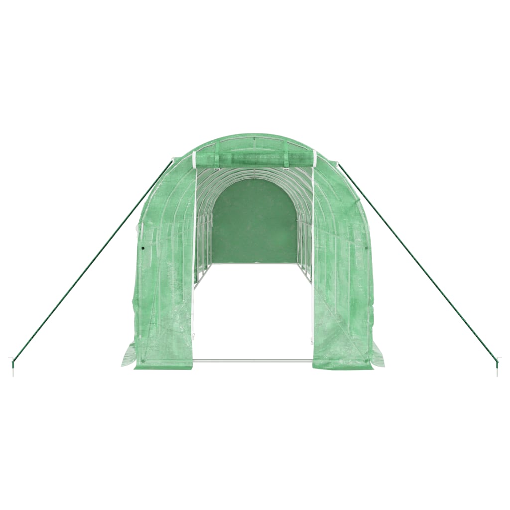 Zöld acélvázas melegház 16 m² 8 x 2 x 2 m 4