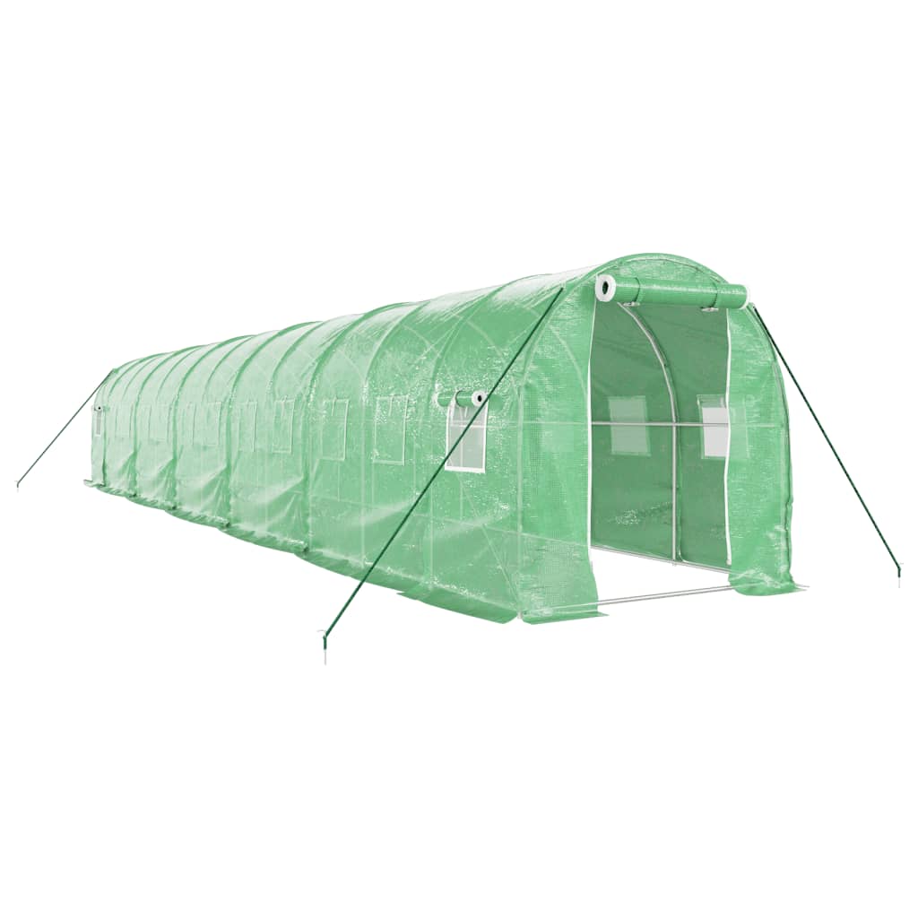 Zöld acélvázas melegház 24 m² 12 x 2 x 2 m 2