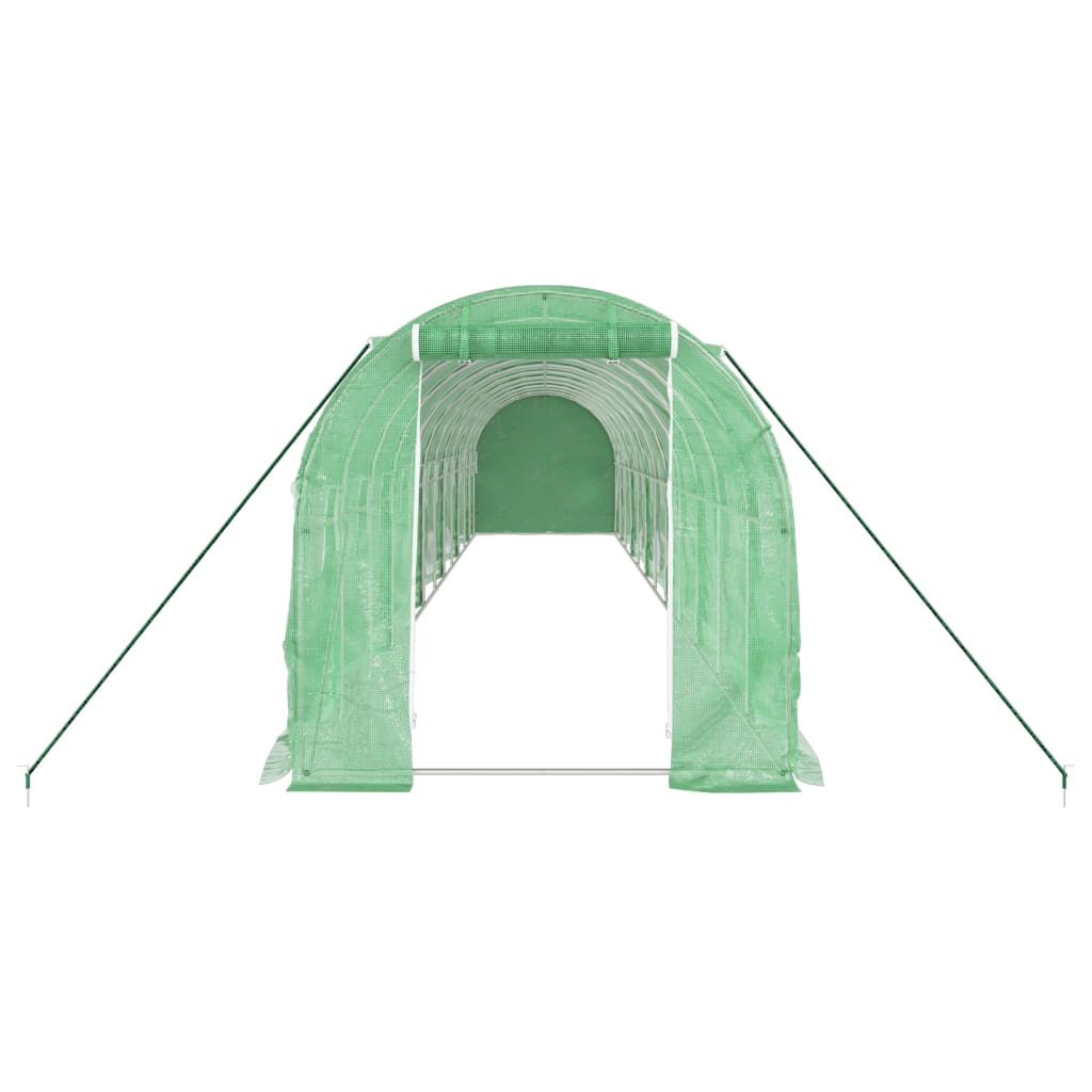 Zöld acélvázas melegház 24 m² 12 x 2 x 2 m 4