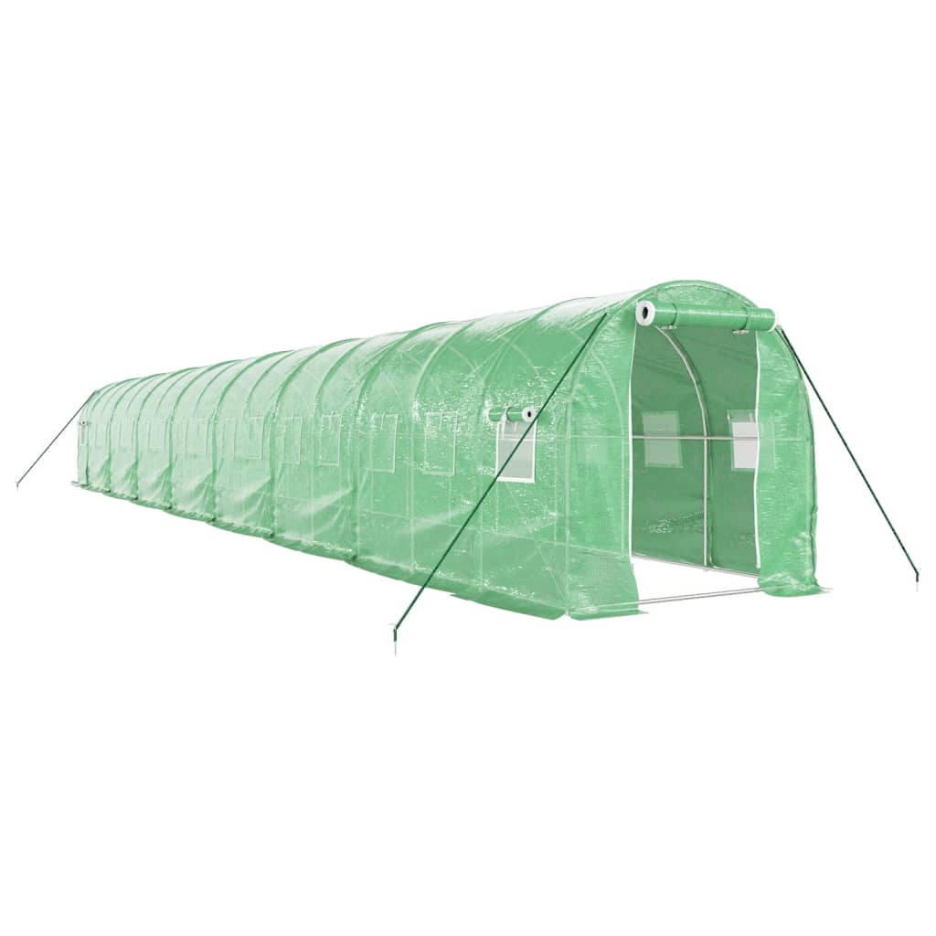 Zöld acélvázas melegház 32 m² 16 x 2 x 2 m 2