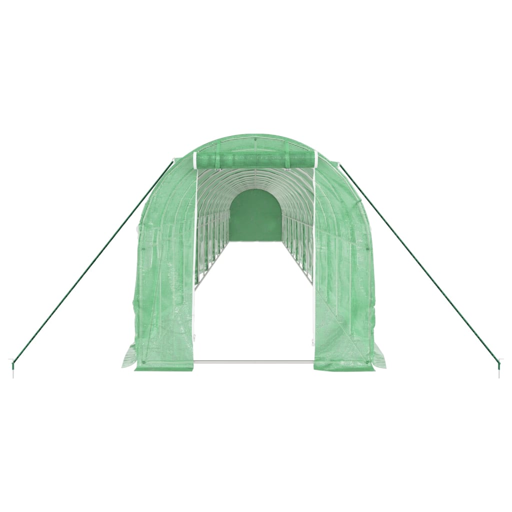 Zöld acélvázas melegház 32 m² 16 x 2 x 2 m 4