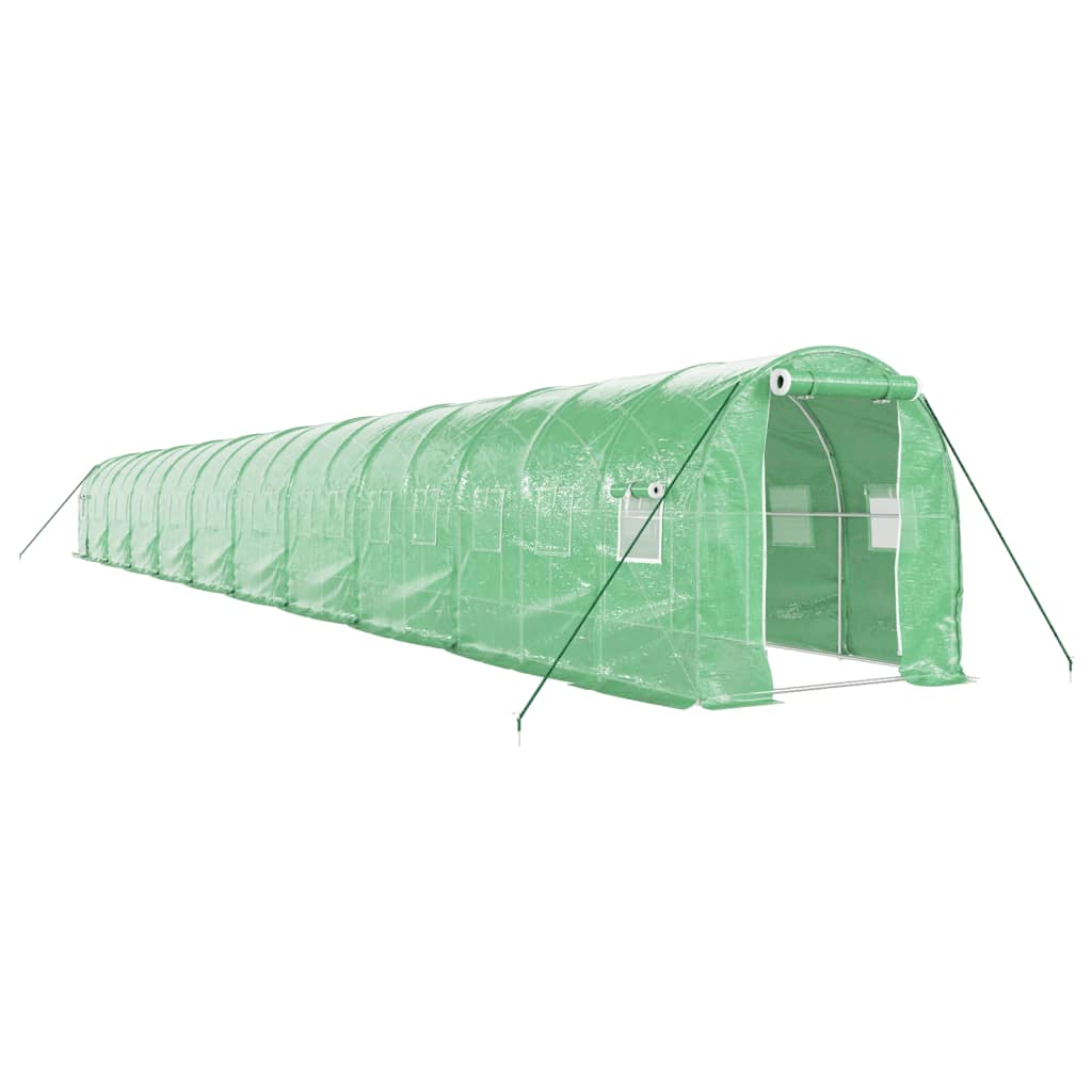 Zöld acélvázas melegház 40 m² 20 x 2 x 2 m 2