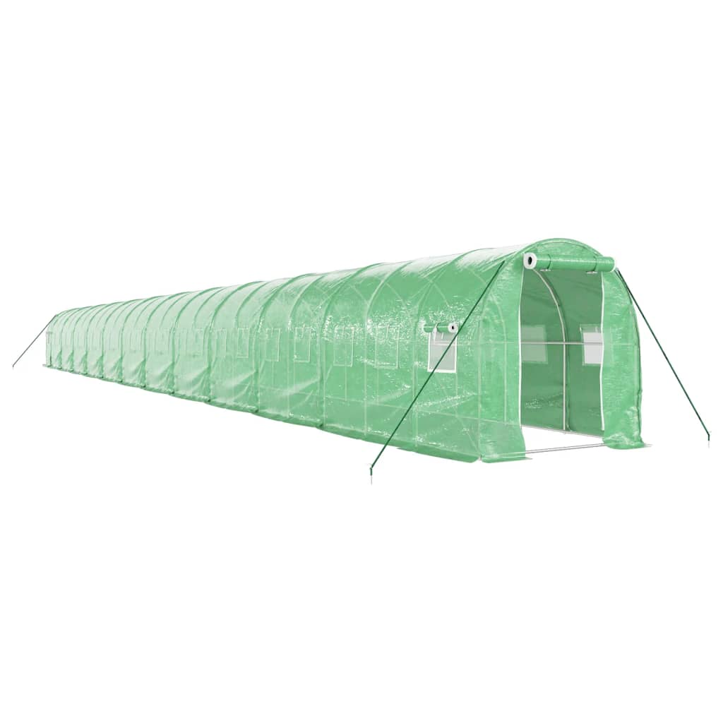 Zöld acélvázas melegház 48 m² 24 x 2 x 2 m 2