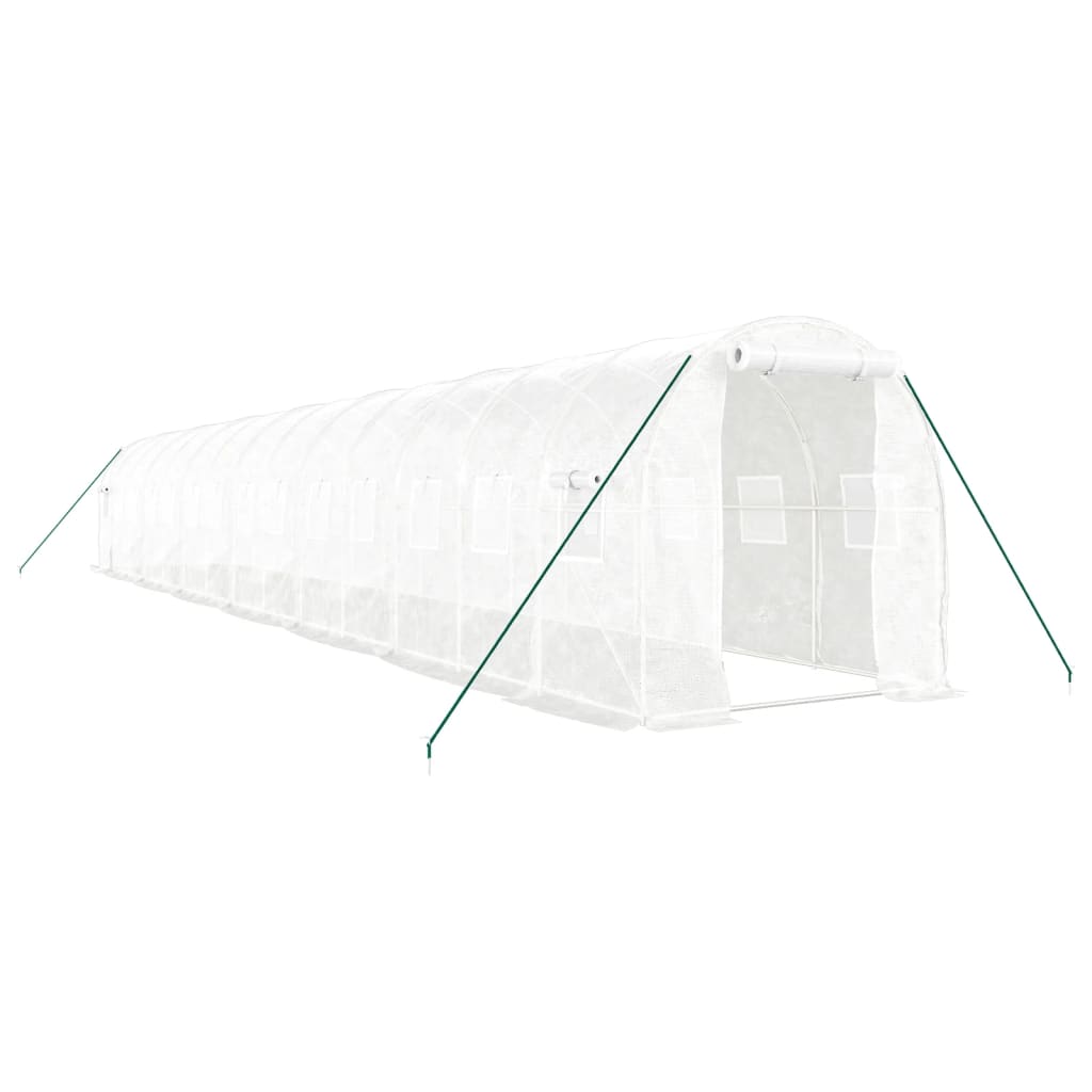 Fehér acélvázas melegház 28 m² 14 x 2 x 2 m 2