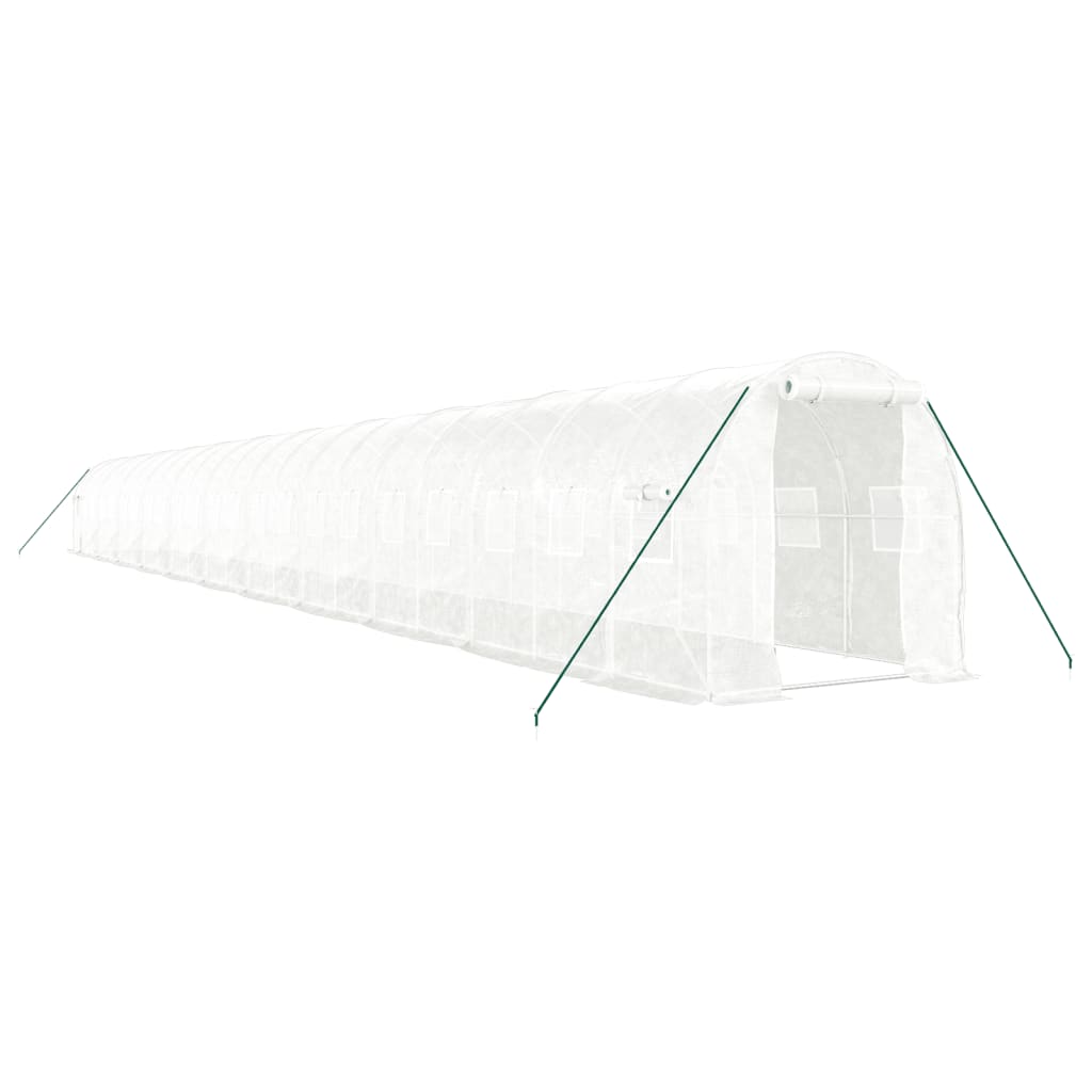 Fehér acélvázas melegház 44 m² 22x2x2 m 2