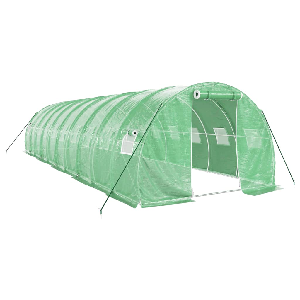 Zöld acélvázas melegház 30 m² 10 x 3 x 2 m 2