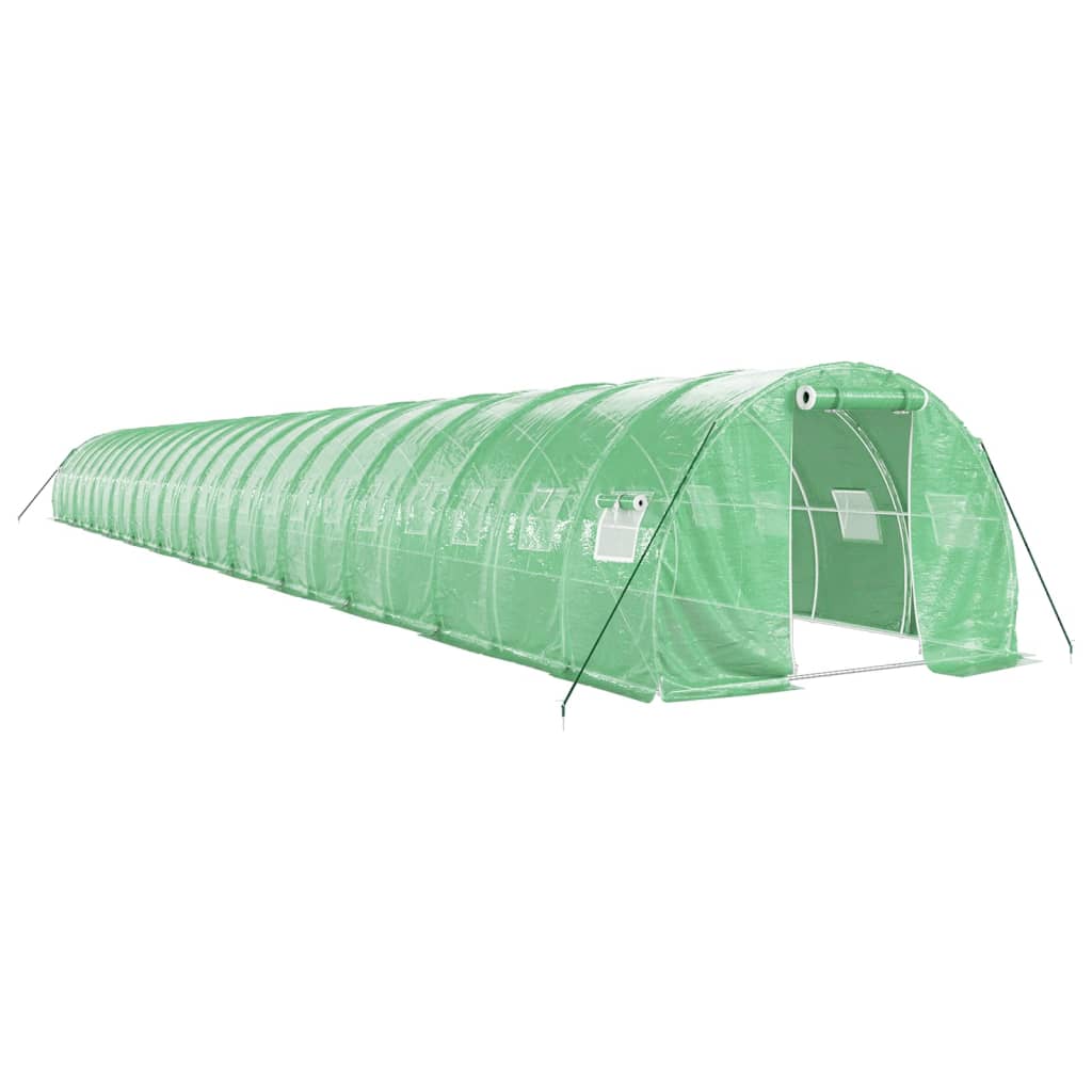 Zöld acélvázas melegház 72 m² 24 x 3 x 2 m 2