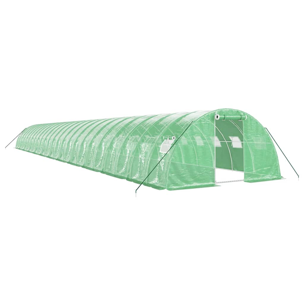 Zöld acélvázas melegház 96 m² 24 x 4 x 2 m 2