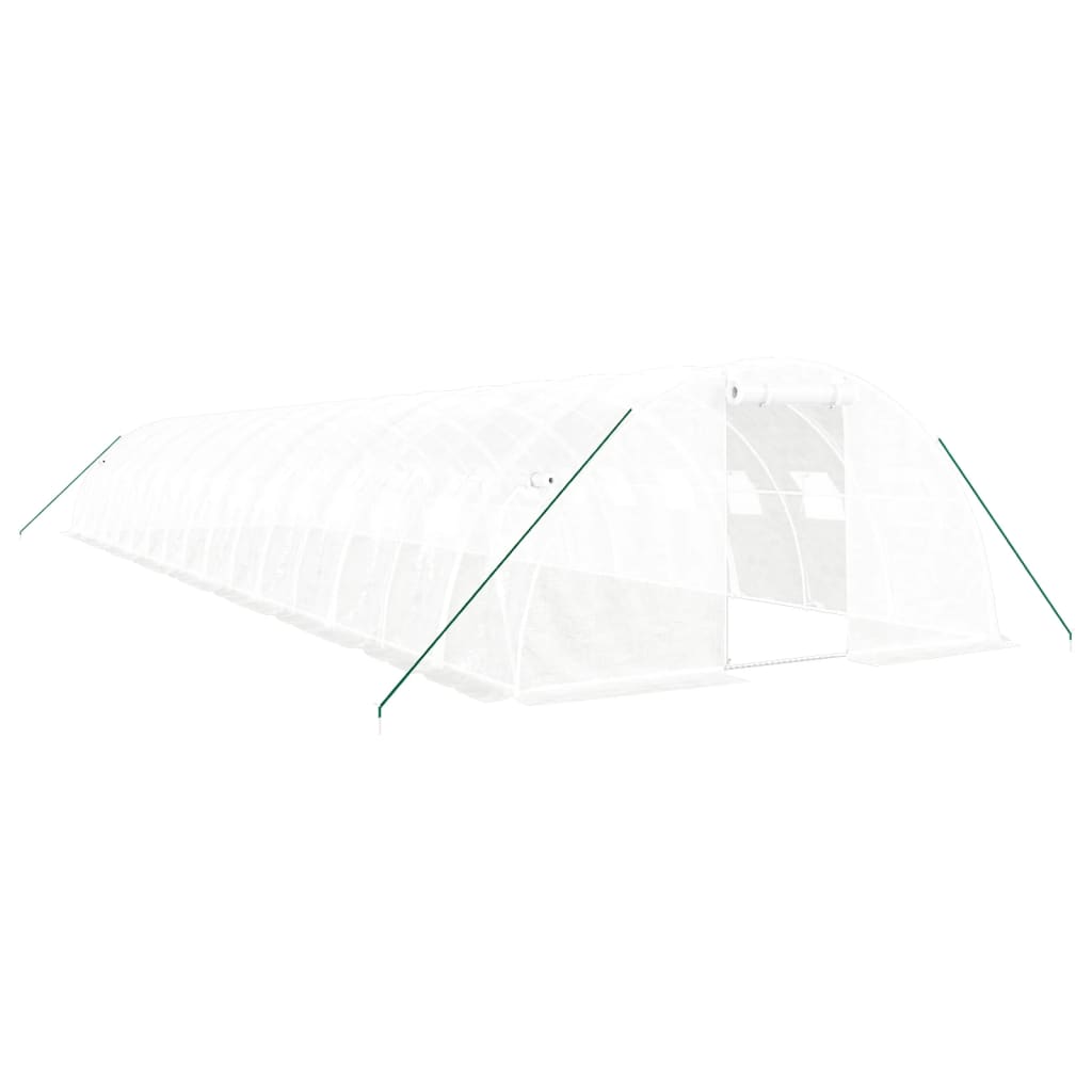 Fehér acélvázas melegház 64 m² 16 x 4 x 2 m 2