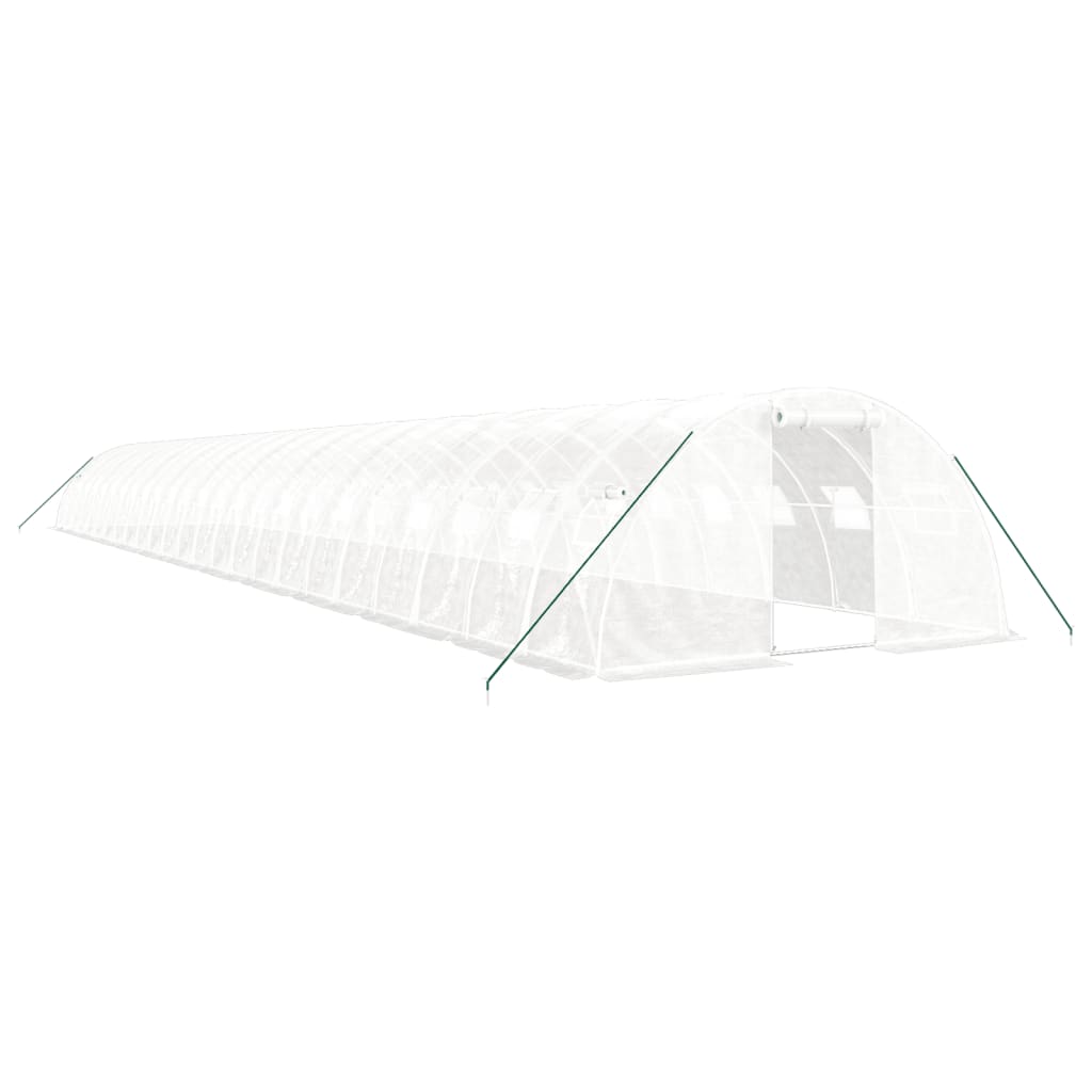 Fehér acélvázas melegház 96 m² 24 x 4 x 2 m 2