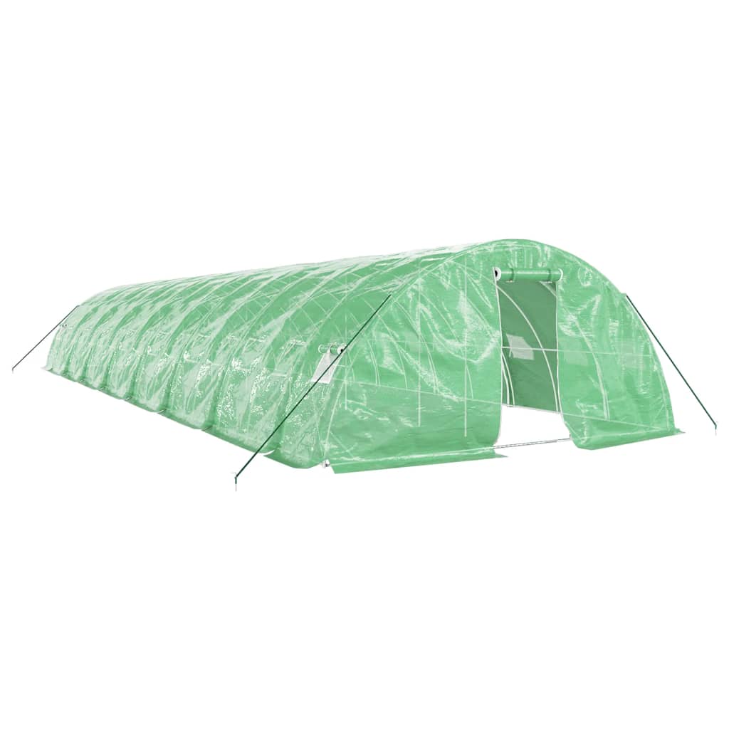 Zöld acélvázas melegház 80 m² 16 x 5 x 2,3 m 2