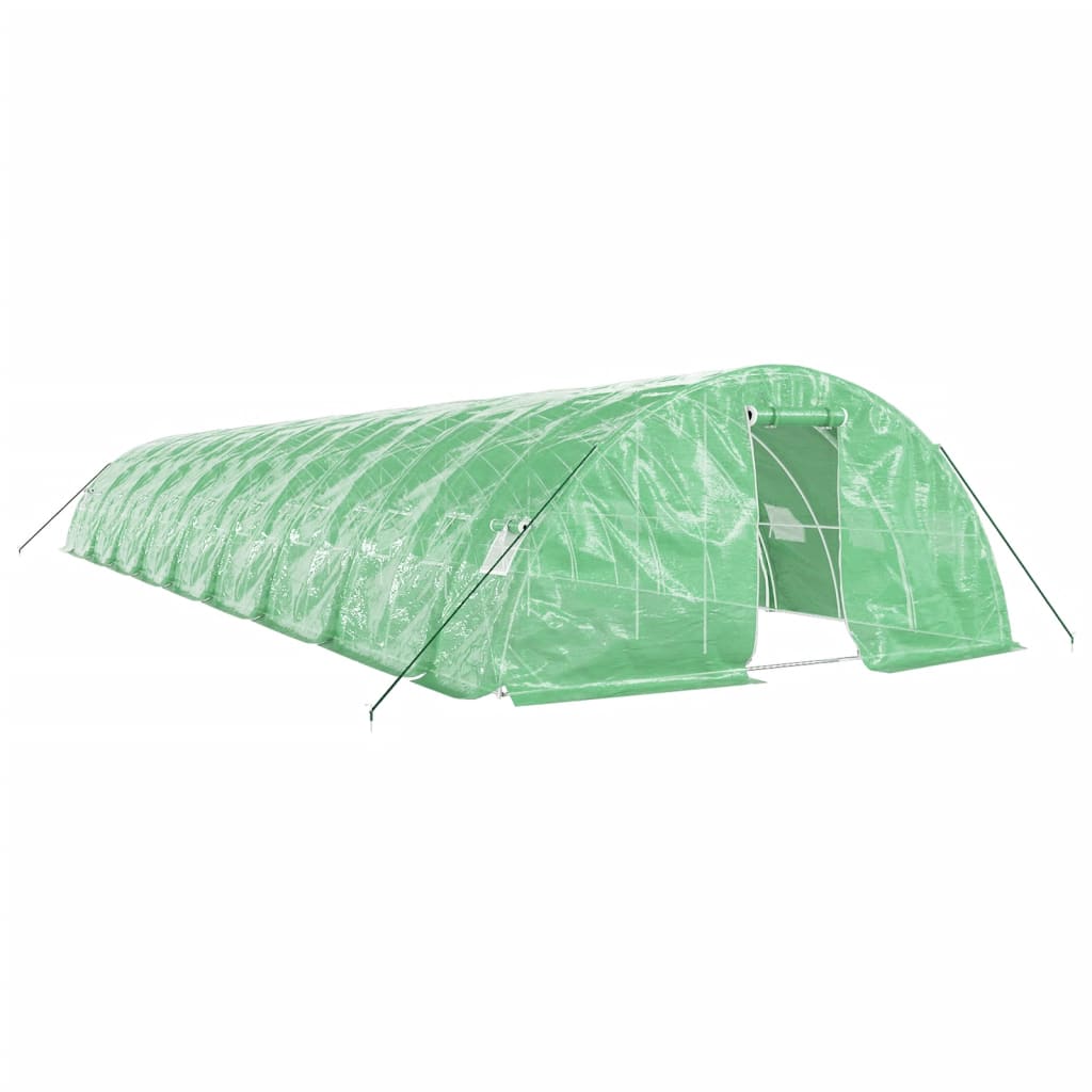 Zöld acélvázas melegház 90 m² 18 x 5 x 2,3 m 2