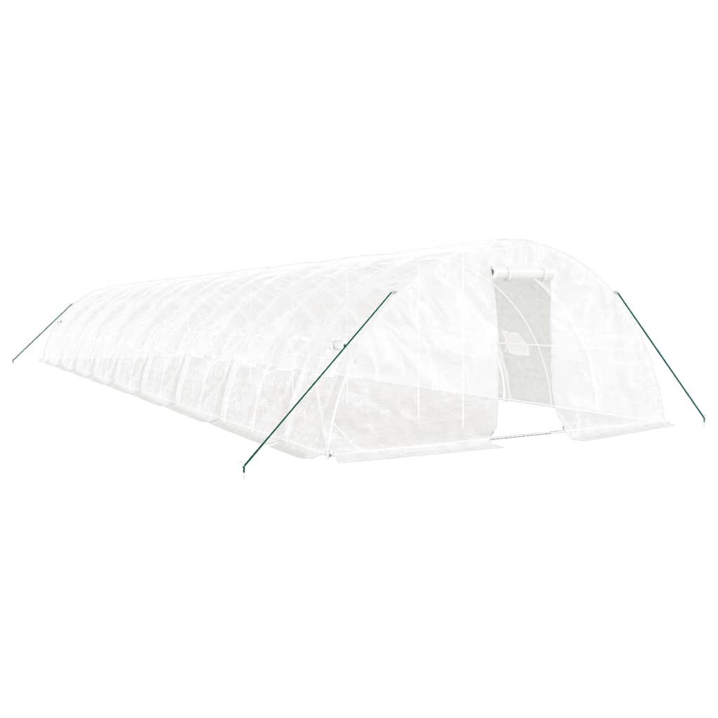 Fehér acélvázas melegház 90 m² 18 x 5 x 2,3 m 2