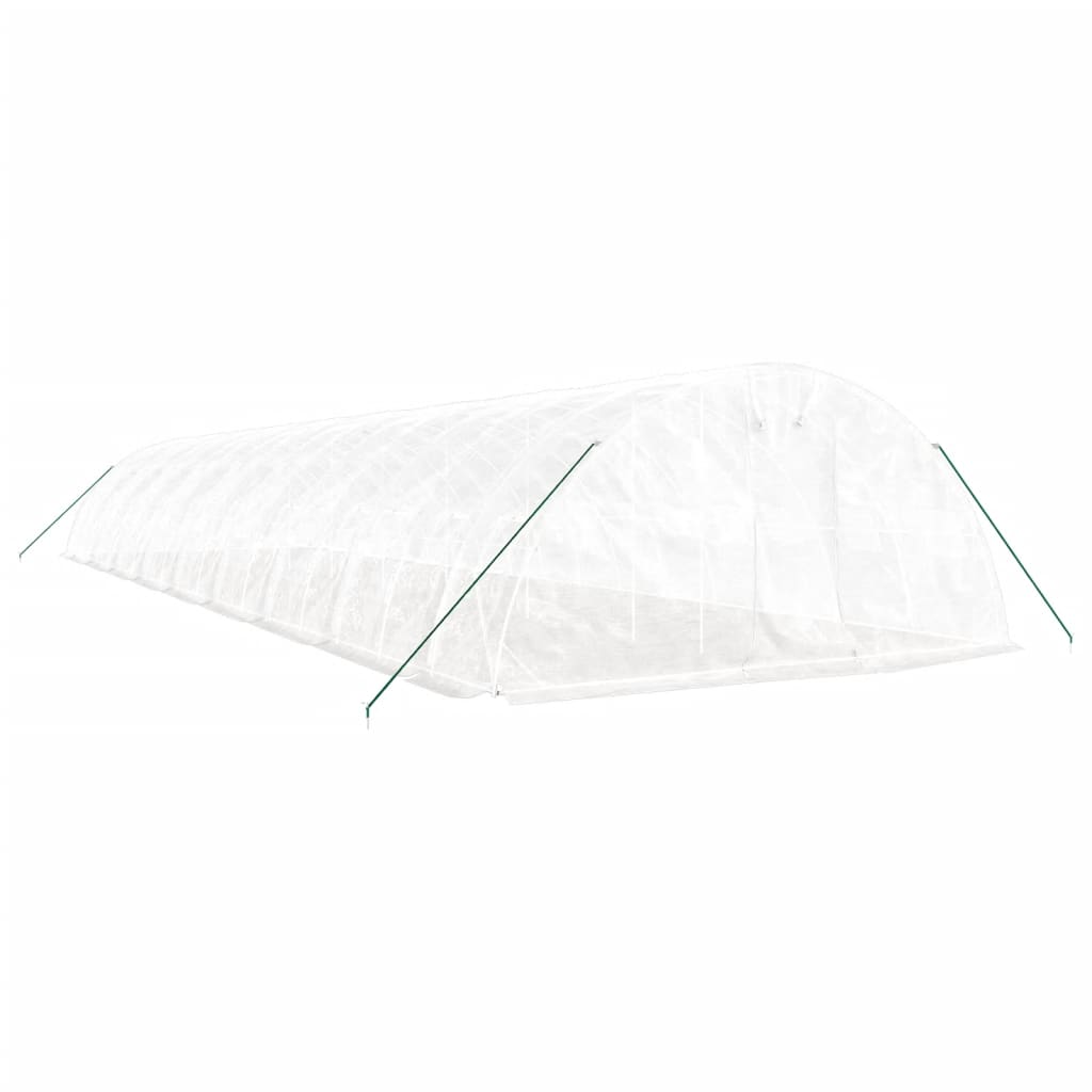 Fehér acélvázas melegház 90 m² 18 x 5 x 2,3 m 3