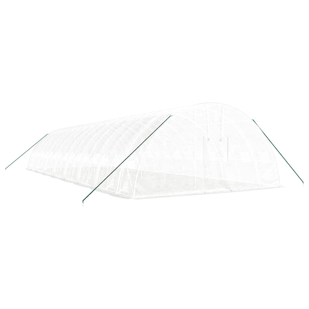 Fehér acélvázas melegház 96 m² 16 x 6 x 2,85 m 3