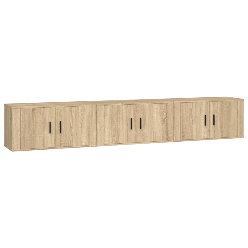 3 db sonoma tölgy színű fali TV-szekrény 80 x 34,5 x 40 cm 2
